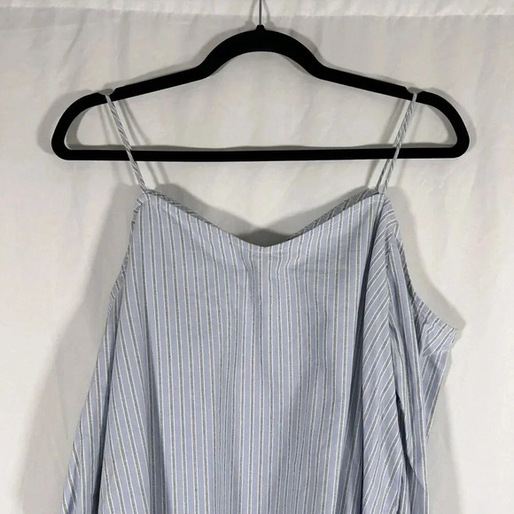 New Calvin Klein Jeans Blouse Women Medium Blue Striped Cold Shoulder Long Sleev - Picture 7 of 8